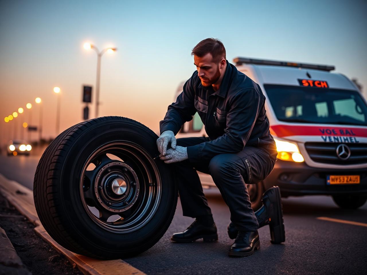 SkyTyre Technician Working on Tyre